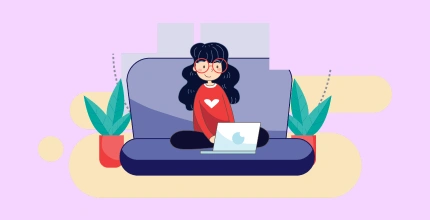 Person sharing files while working remotely from home